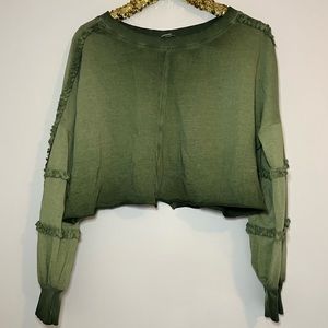 Anthropologie Saturday Sunday Crop Sweatshirt Green Size Large